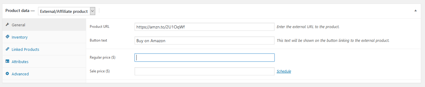 WooCommerce external/affliate product